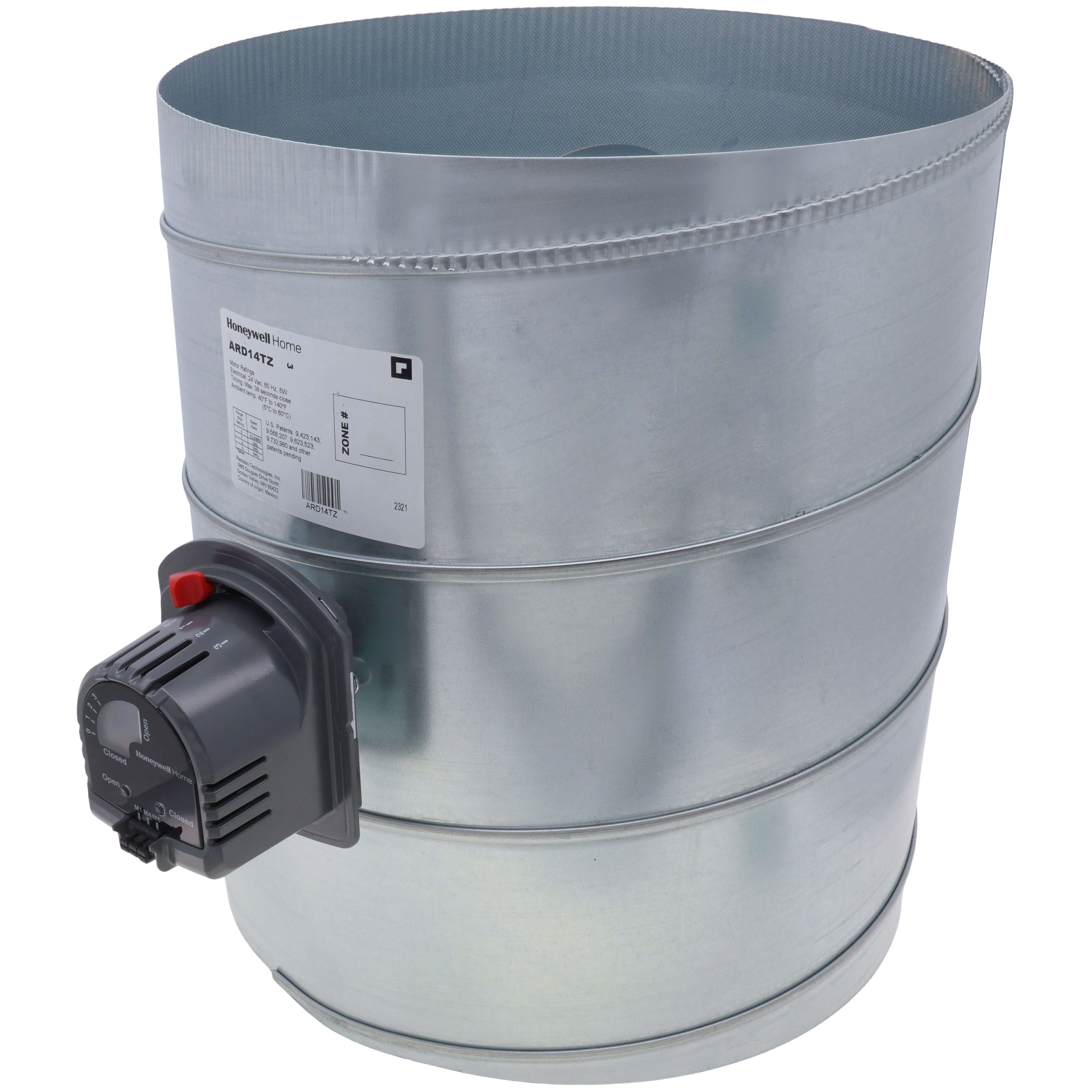 HONEYWELL ARD14TZ Zone Control Damper, For 14 Inch Dia, 4 7/8 Inch Length, 4 5/8 Inch Height, 14 Inch Width | CR4CFT 48KT62