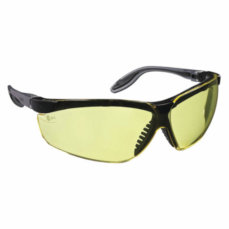 Safety Glasses, Wraparound Frame, Half-Frame, Black/Gray, Gray, M Eyewear Size