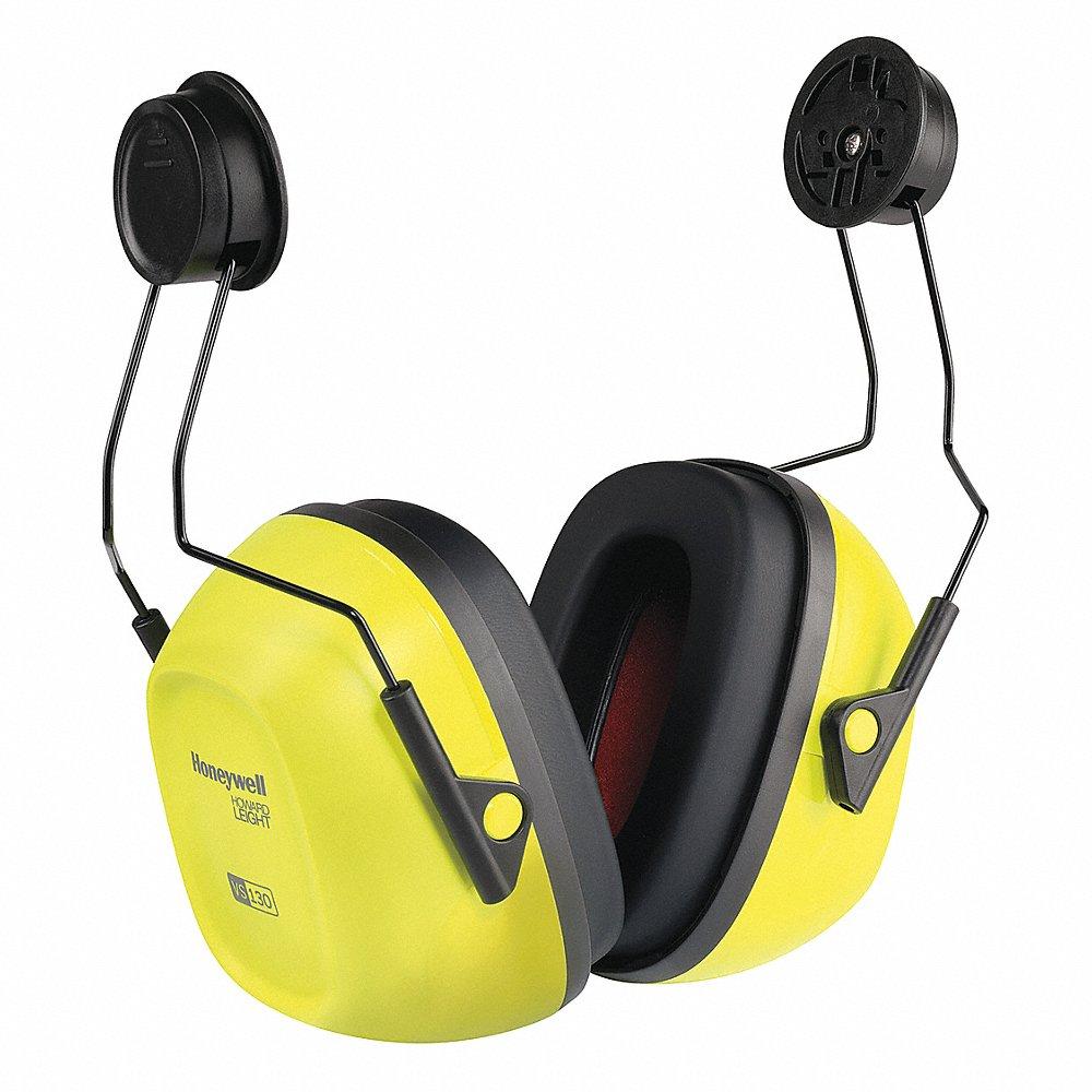 Ear Muffs, Hard Hat-Mounted Earmuff, 27 dB NRR, Foam, Black/Yellow