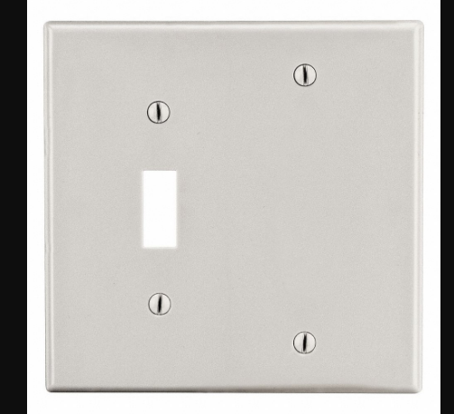 Blank Wall Plate, Toggle, Plastic, Light Almond, 0 Outlet Openings, 1 Switch Openings