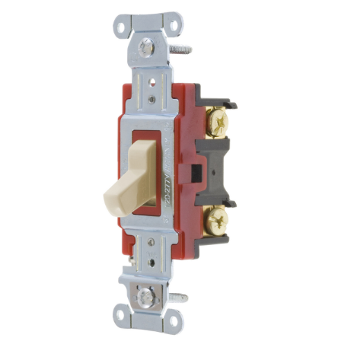 HUBBELL WIRING DEVICE-KELLEMS 1224AL Toggle Switch, Four Way, 20A, 120/277VAC, Almond | BC8DDC