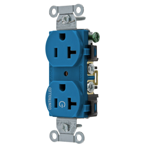 HUBBELL WIRING DEVICE-KELLEMS BR20C1BL Straight Receptacle, 20A 125V, 2P - 3W Grounding, 5-20R, Blue | BD4NRU
