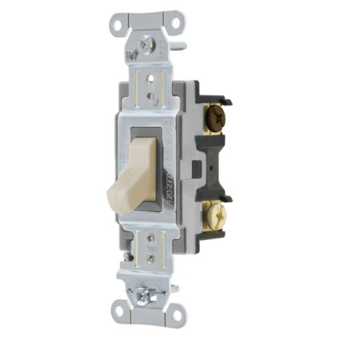 HUBBELL WIRING DEVICE-KELLEMS CSB420LA Toggle Switch, Four Way, 20A, 120/277VAC, Light Almond | BC7WYD