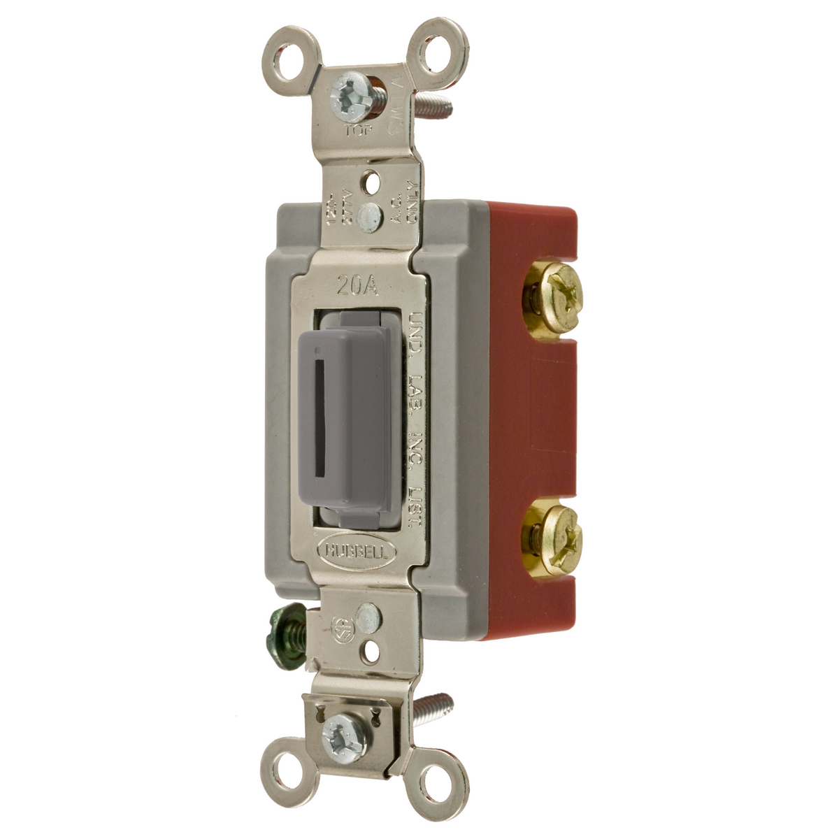 HUBBELL WIRING DEVICE-KELLEMS HBL1221LG Toggle Switch, Single Pole, 20A, 120/277VAC, Gray | BC9DLX