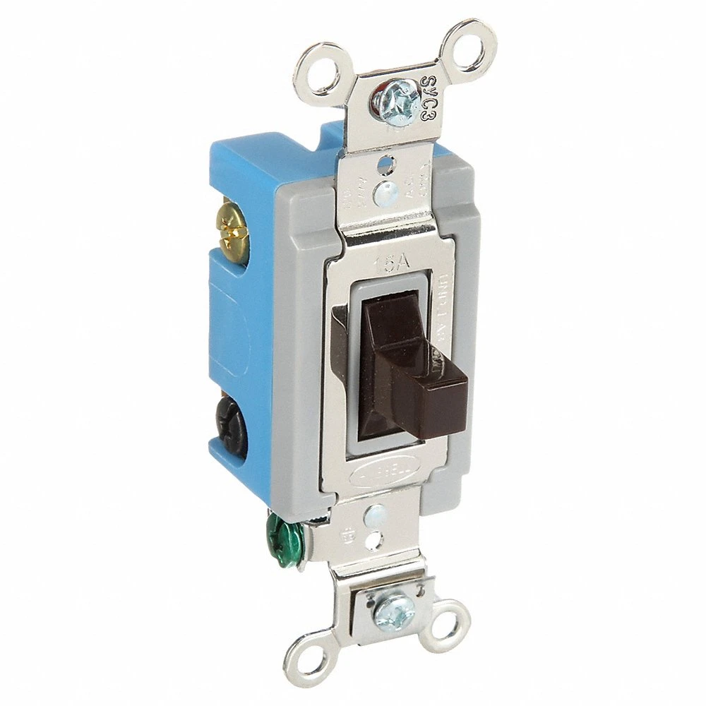 HUBBELL WIRING DEVICE-KELLEMS HBL1556 Toggle Switch, Momentary Single Pole, 15A, 120/277VAC, Brown | AC8QGZ 3D376