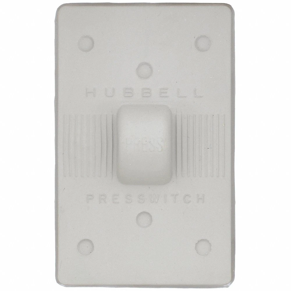 HUBBELL WIRING DEVICE-KELLEMS HBL1750 Weatherproof Cover, 1-Gang, For Presswitch, Standard Size, Gray, Silicone | AC8PVD 3D012