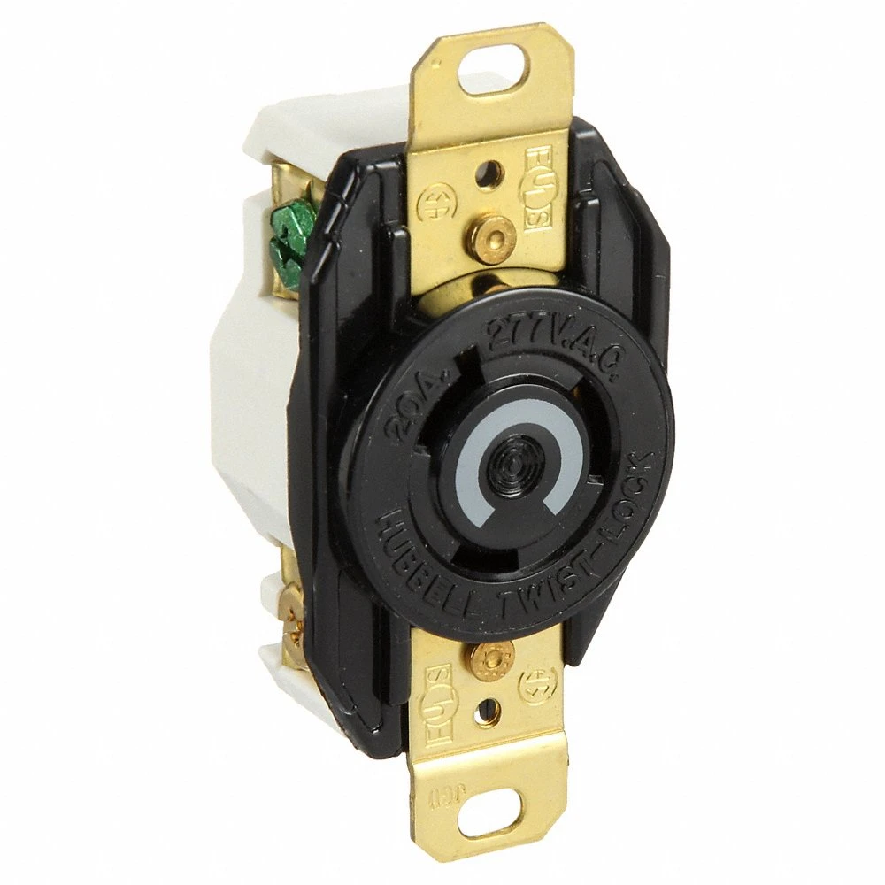 HUBBELL WIRING DEVICE-KELLEMS HBL2330 Single Flush Receptacle, 20A, 277VAC, 2-Pole, 3-Wire Grounding | AB4CWT 1X978