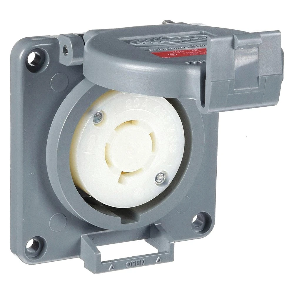 HUBBELL WIRING DEVICE-KELLEMS HBL2430SW Watertight Receptacle, 20A, 3-Phase, Delta, 480VAC, 3-Pole, 4-Wire Grounding | AD6ZQZ 4CV04