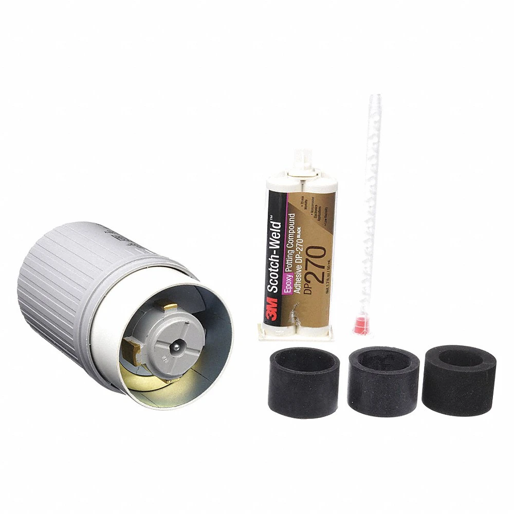 HUBBELL WIRING DEVICE-KELLEMS HBL25515 Male Plug, 50A 250V, 2-P 3-W, Non Nema, Screwterminal, Gray, With Epoxy Kit | AF7LFA 21VK96