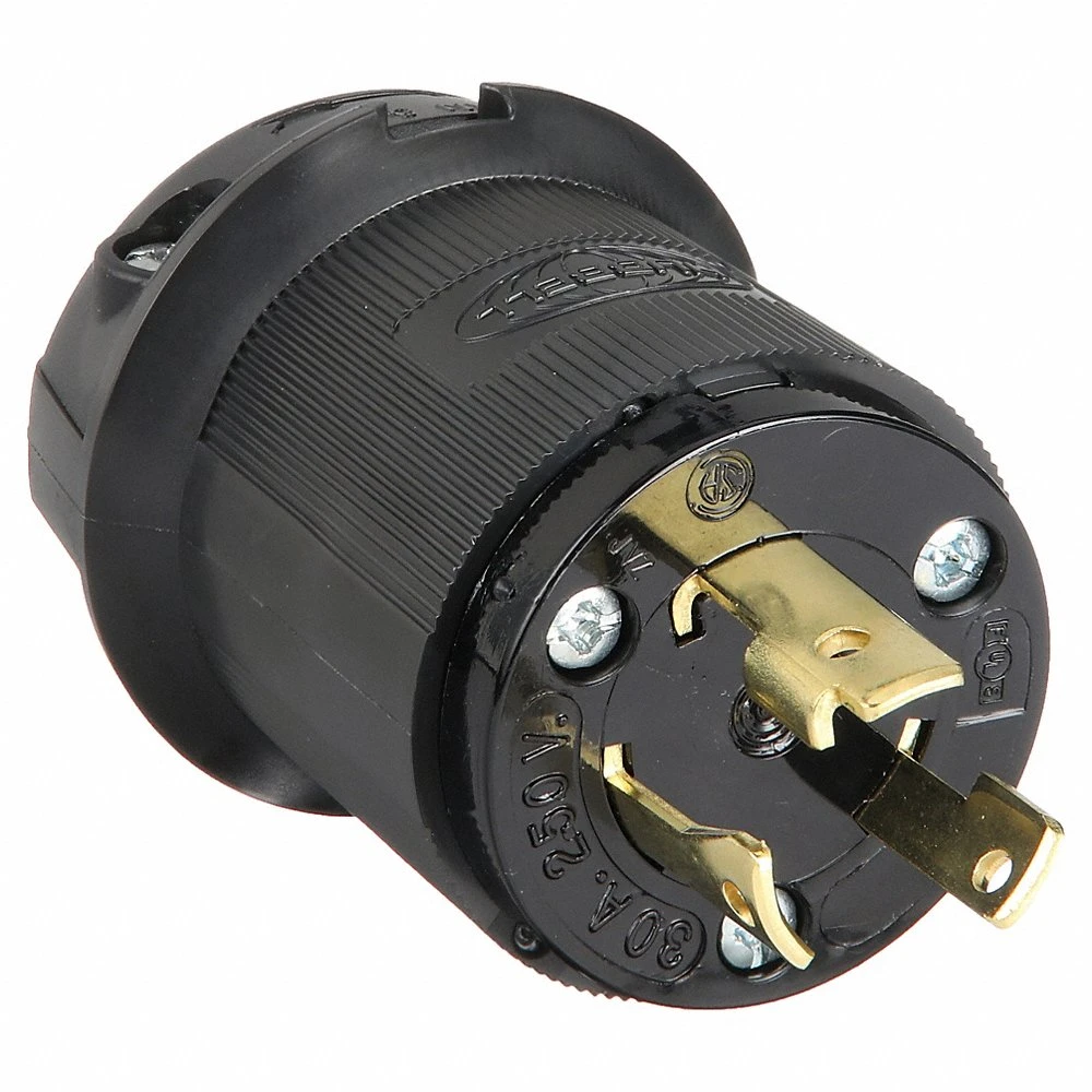 HUBBELL WIRING DEVICE-KELLEMS HBL2621BK Plug, 30A, 250VAC, 2 Pole, 3 Wire Grounding | AA9JGG 1DJJ9
