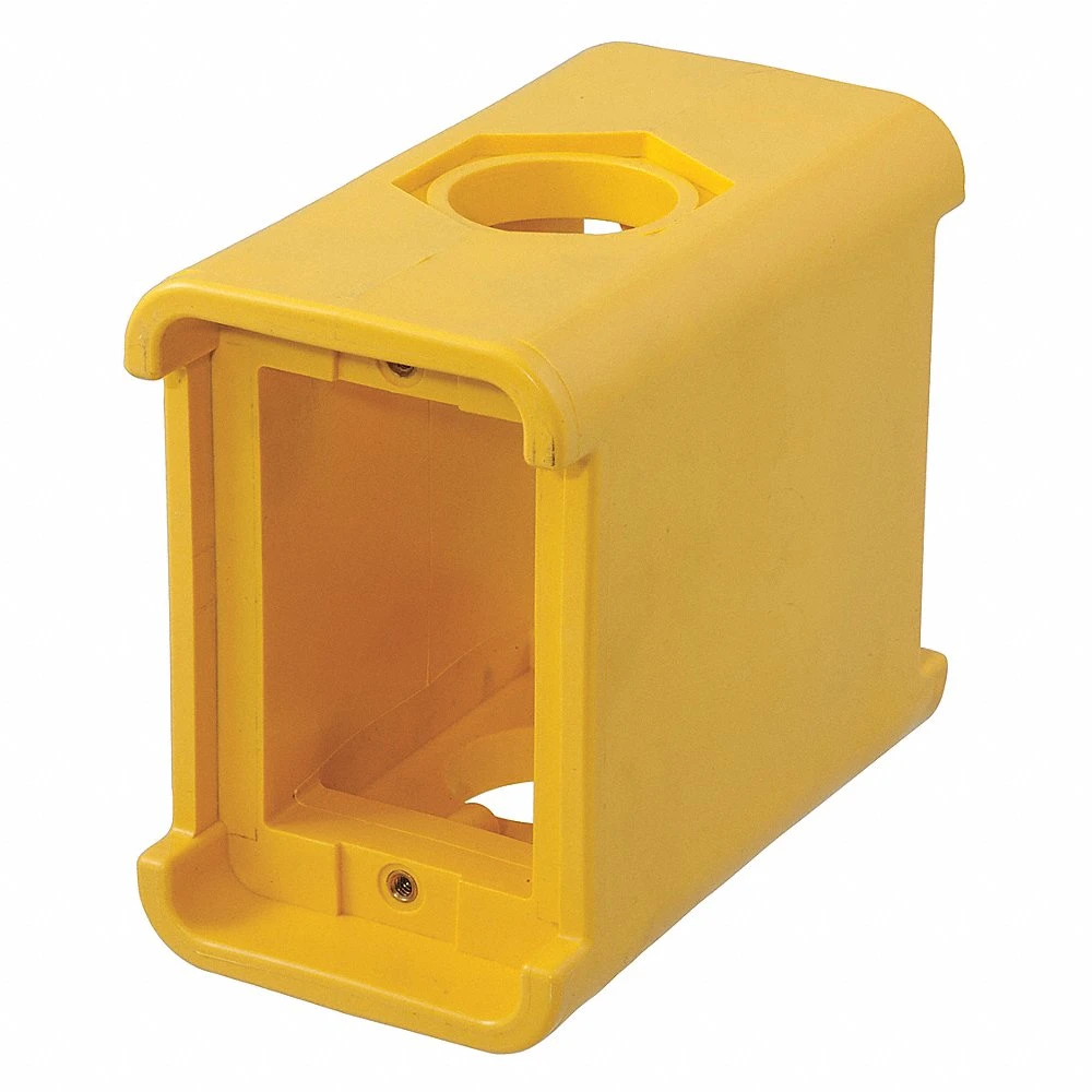 Portable Outlet Box, Blank, Feed Thru, Yellow