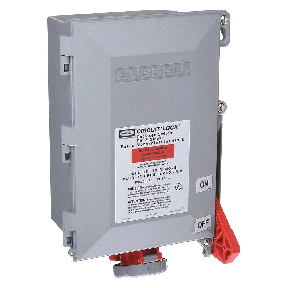 HUBBELL WIRING DEVICE-KELLEMS HBL430MIF7W Mechanically Interlocked Receptacle, 3 Pole, 480 VAC, 30 A | AC8PZY 3D147