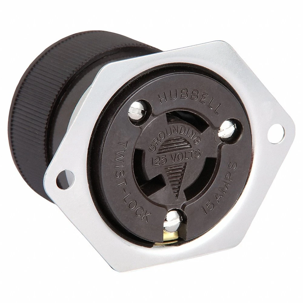 HUBBELL WIRING DEVICE-KELLEMS HBL4715 Flanged Receptacle, 15A, 125V, 2-Pole, 3-Wire Grounding | AC8QAQ 3D167
