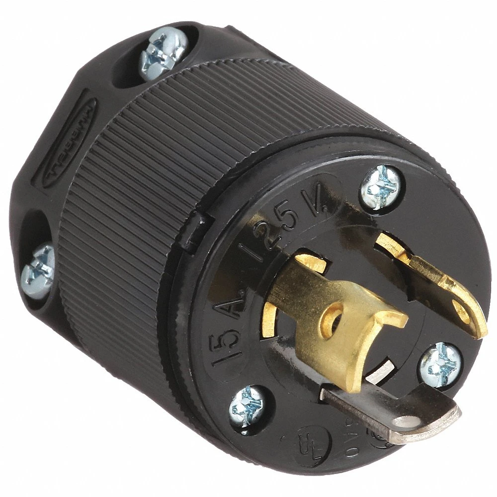 HUBBELL WIRING DEVICE-KELLEMS HBL4720CBK Plug, 15A, 125V, 2 Pole, 3 Wire Grounding | AA9JFY 1DJJ1