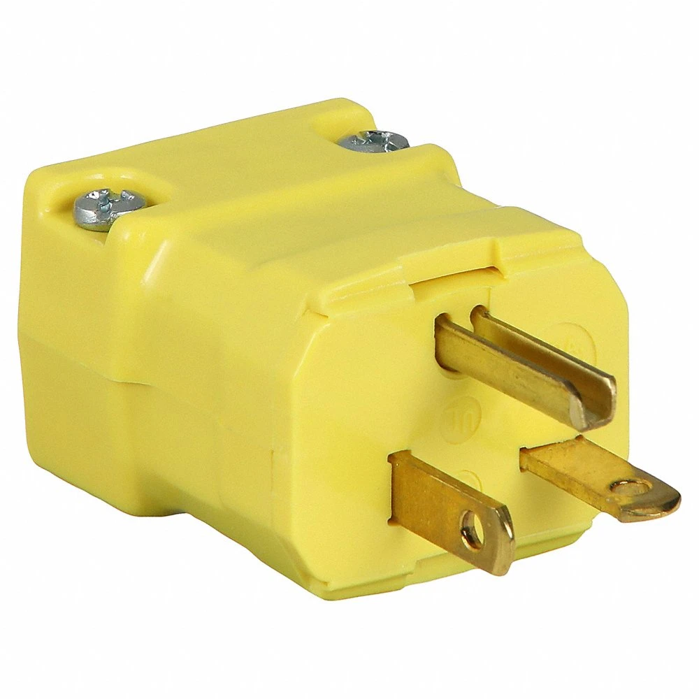 HUBBELL WIRING DEVICE-KELLEMS HBL5464VY Straight Blade Male Plug, 2-P 3-W Grounding, 20A 250V, 6-20P, Yellow, 1 Pk | AC2MJG 2LBW6