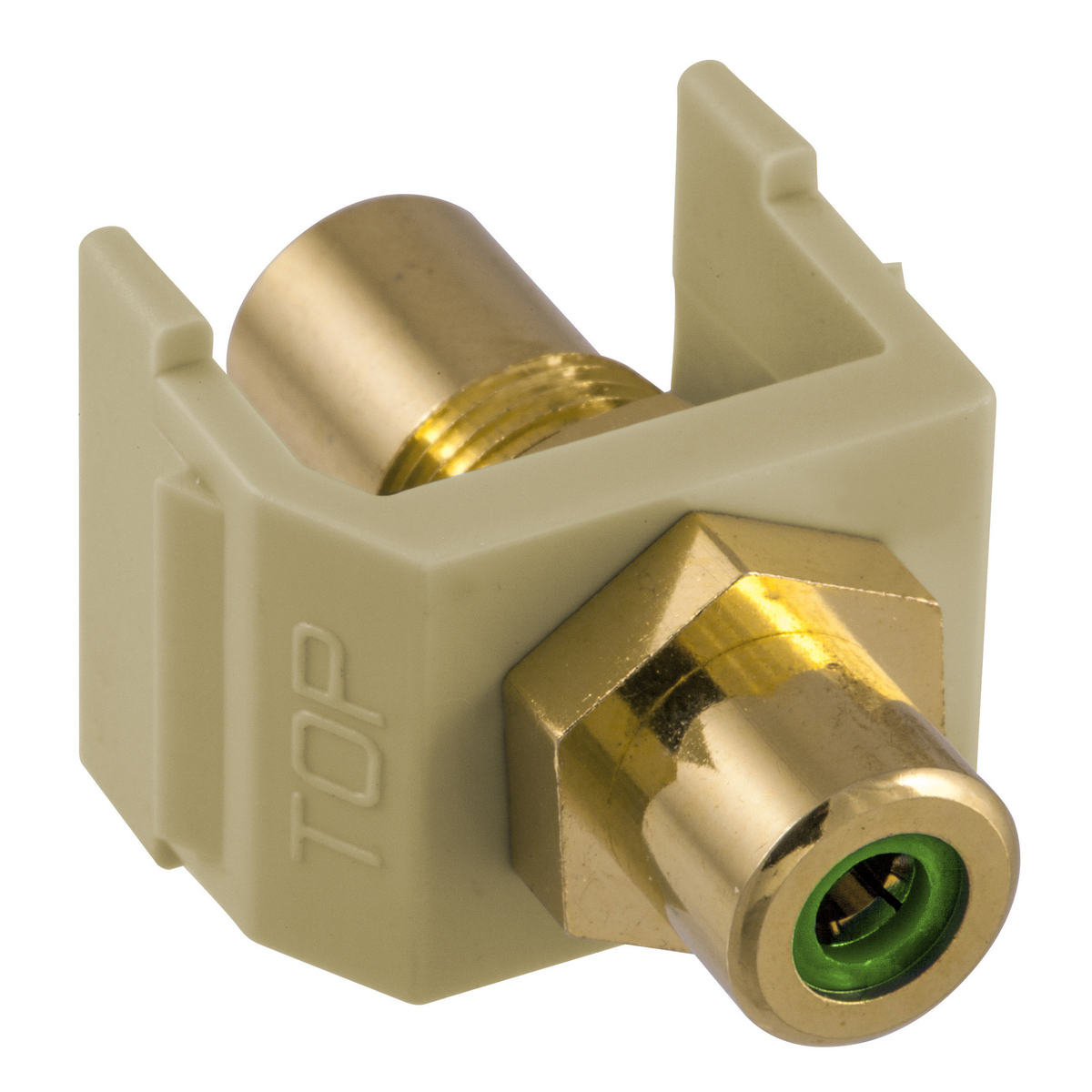 Av Connector, Rca Gold Pass-Thru, F/F Coupler, Electric Ivory/Green