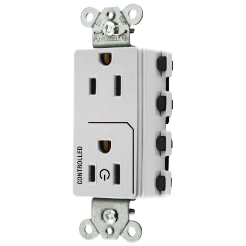 HUBBELL WIRING DEVICE-KELLEMS SNAP2152C1W Style Line Receptacle, 15A 125V, 2-P 3-W Grounding, Nylon, White | BD3XGA