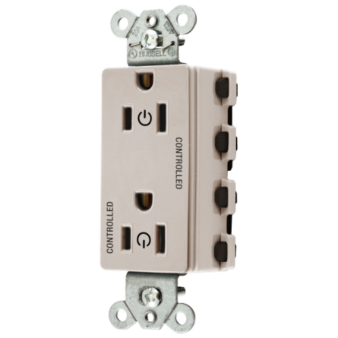 HUBBELL WIRING DEVICE-KELLEMS SNAP2152C2LA Style Line Receptacle, 15A 125V, 2-P 3-W Grounding, Nylon, Light Almond | BD3QFU