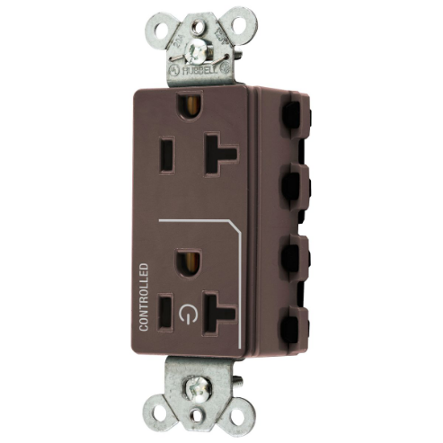 HUBBELL WIRING DEVICE-KELLEMS SNAP2162C1 Straight Receptacle, 20A 125V, 2P - 3W Grounding, Nylon, Brown | BD3RQY