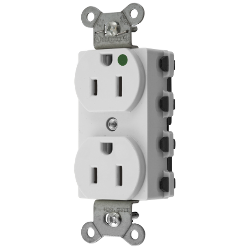 Straight Receptacle, Duplex, 15A 125V, Nylon, White