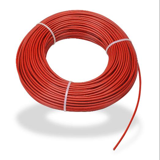 Cable de tracción, longitud de cable de 262.4 pies, diámetro de 4 mm, acero galvanizado, cubierta de plástico, rojo