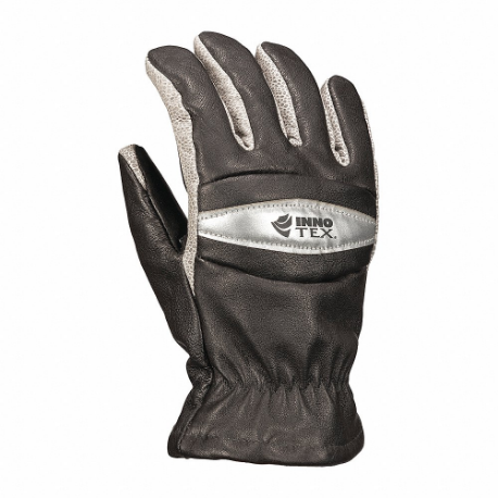Firefighters Gloves, Wristlet, Size 2XL, Kangaroo, Black/Silver, 3D Pattern, 1 Pair