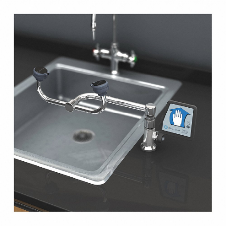 Plumbed Eyewash, Counter Mnt, Eyes Coverage, Uncovered, Push Plate, Gen Purpose, GREW806LH