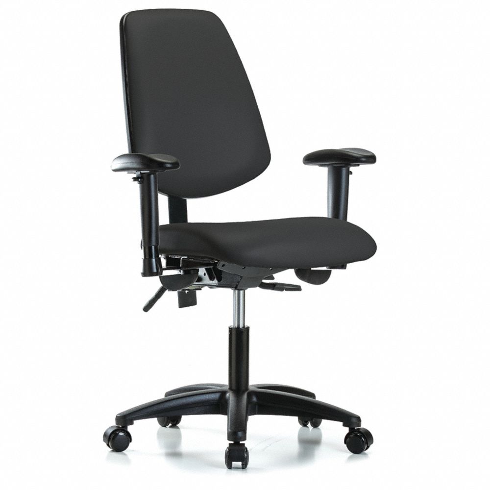 Vinyl Cleanroom Task Chair, With 19 to 24 Inch Seat Height Range, Black