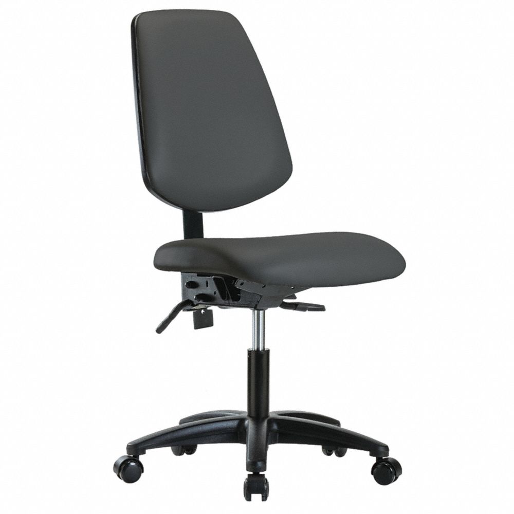 乙烯基潔淨室工作椅，座椅高度範圍為 19 至 24 英寸，灰色