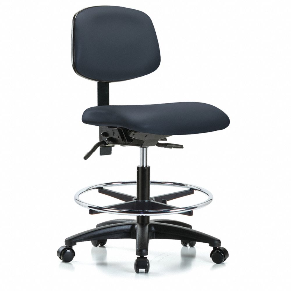 Vinyl Cleanroom Task Chair, With 22 to 29 Inch Seat Height Range, Navy