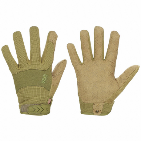 Tactical Glove, Stretch Nylon, Neoprene, Synthetic Leather, Unlined, Green, M, Clute, 1 PR