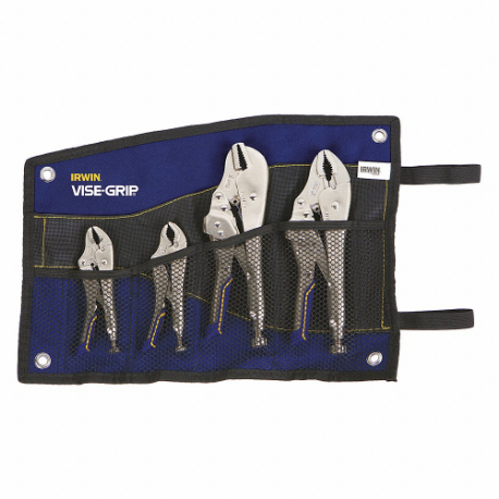 Locking Pliers Set, Curved, 1 1/8 in 1 1/2 in 1 7/8 in 2 Inch Max Jaw Opening