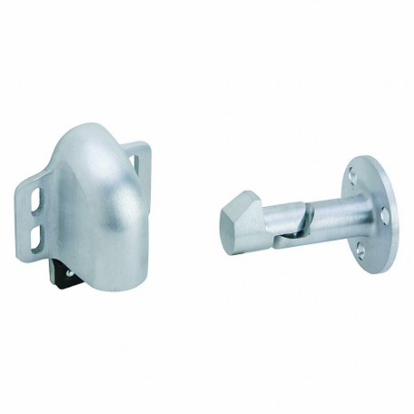 Door Stop, Wall Mount, Satin Chrome, 2-3/8 Inch, 2 Inch Projection, 3 Inch Lg