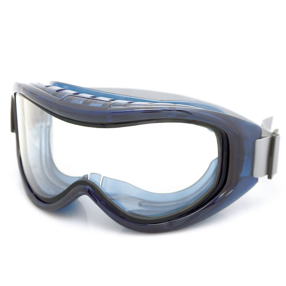 Goggles, Chemical Splash Dual Lens, Indirect Vent, Clear Tint, HC/AF, Blue