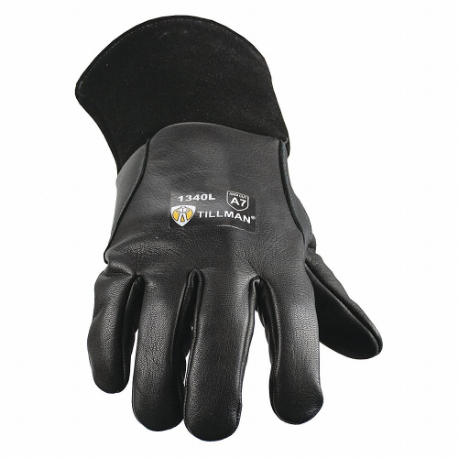 Gloves, Straight Thumb, Straight Cuff, Premium, Black Goatskin, Tillman 1340, L Glove Size