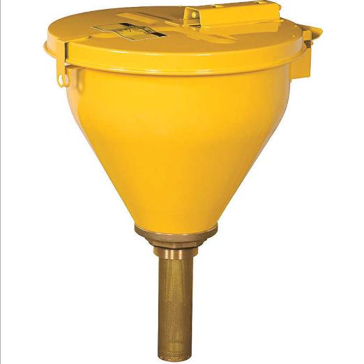Drum Funnel, Self closing Cover, 273mm Dia., 254mm Length, Yellow
