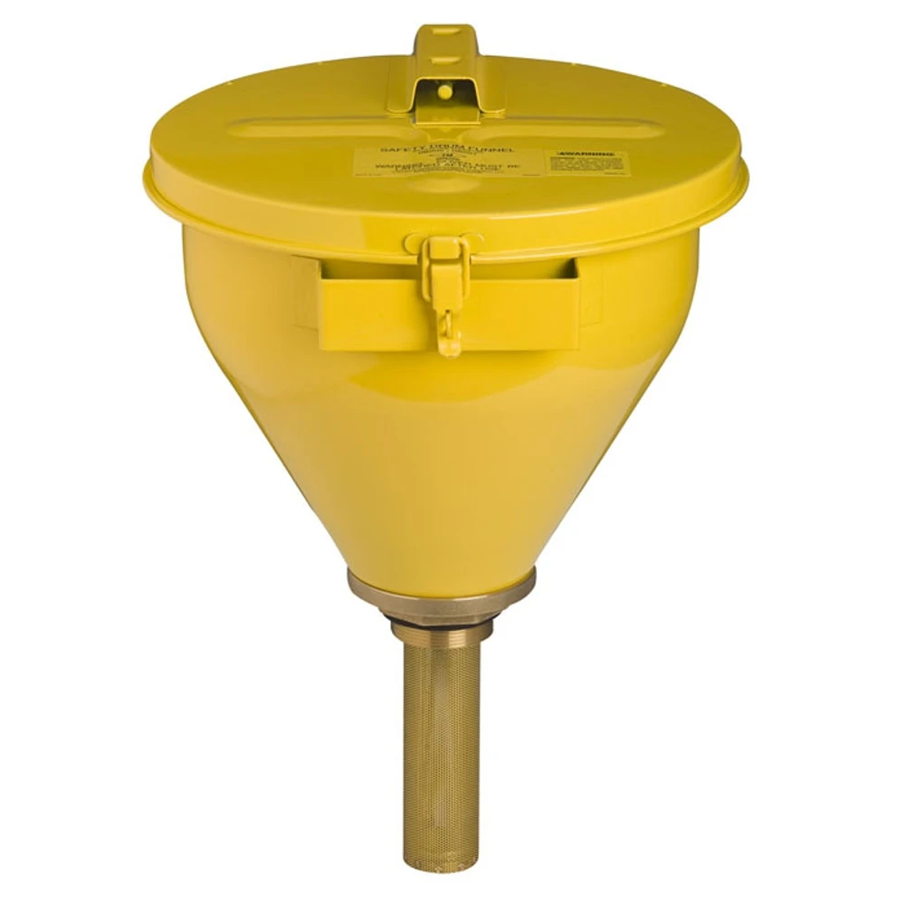 JUSTRITE 08227 Drum Funnel For Flammables, Self closing Cover, 273mm Dia., 254mm Length, Yellow | AD2TUW JDR08227YL, 8227