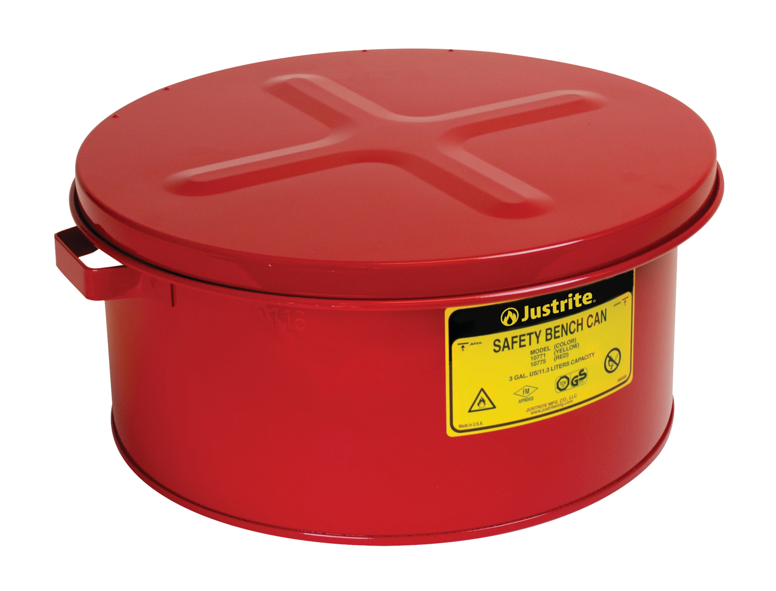 JUSTRITE 10775 Bench Can with Perforated Dasher Plate, 3 Gallon, Galvanised Steel, Red | AD2NYC 3TCF8