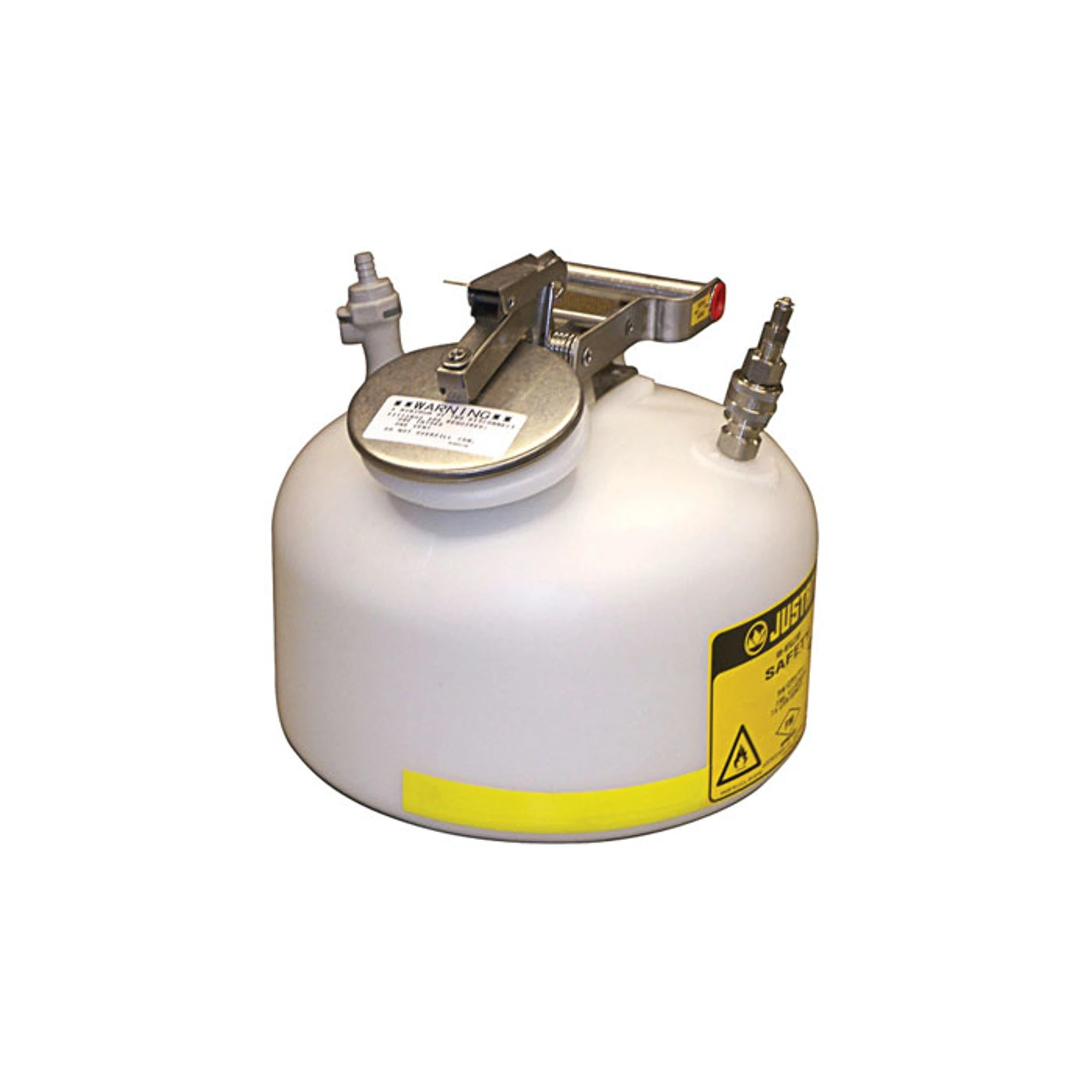 JUSTRITE 12165 HPLC Safety Disposal Can, Inflow, Round Poly, 2 Gallon, White | CD8CDQ