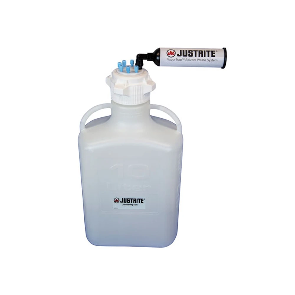 JUSTRITE 12802 Carboy With Filter Kit, 1/8 Inch Tubing, 10L, 83mm Cap, 6 Ports, HDPE | CD8DJD