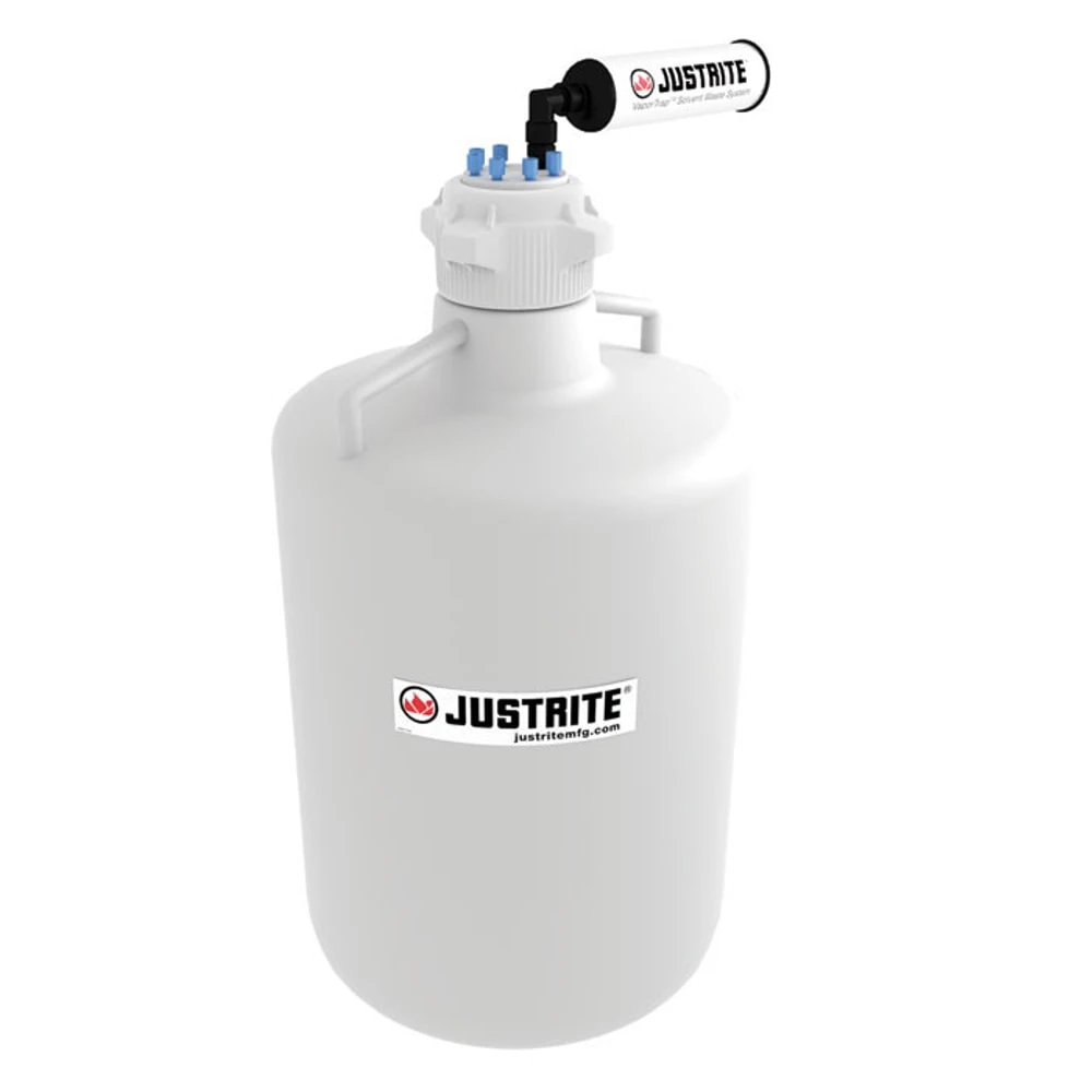 JUSTRITE 12804 Carboy With Filter Kit, 1/8 Inch Tubing, 20L, 83mm Cap, 6 Ports, HDPE | CD8DJF