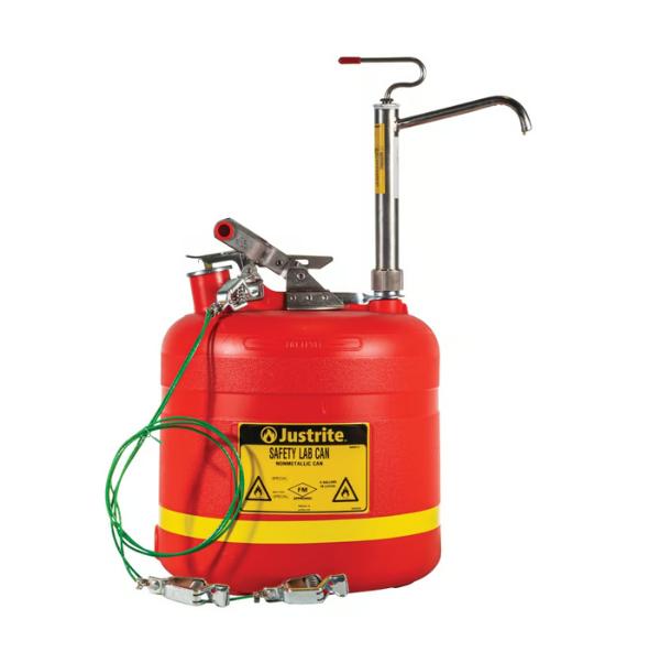Tanica di sicurezza in plastica con pompa a pistone in acciaio inossidabile, 5 galloni, rossa