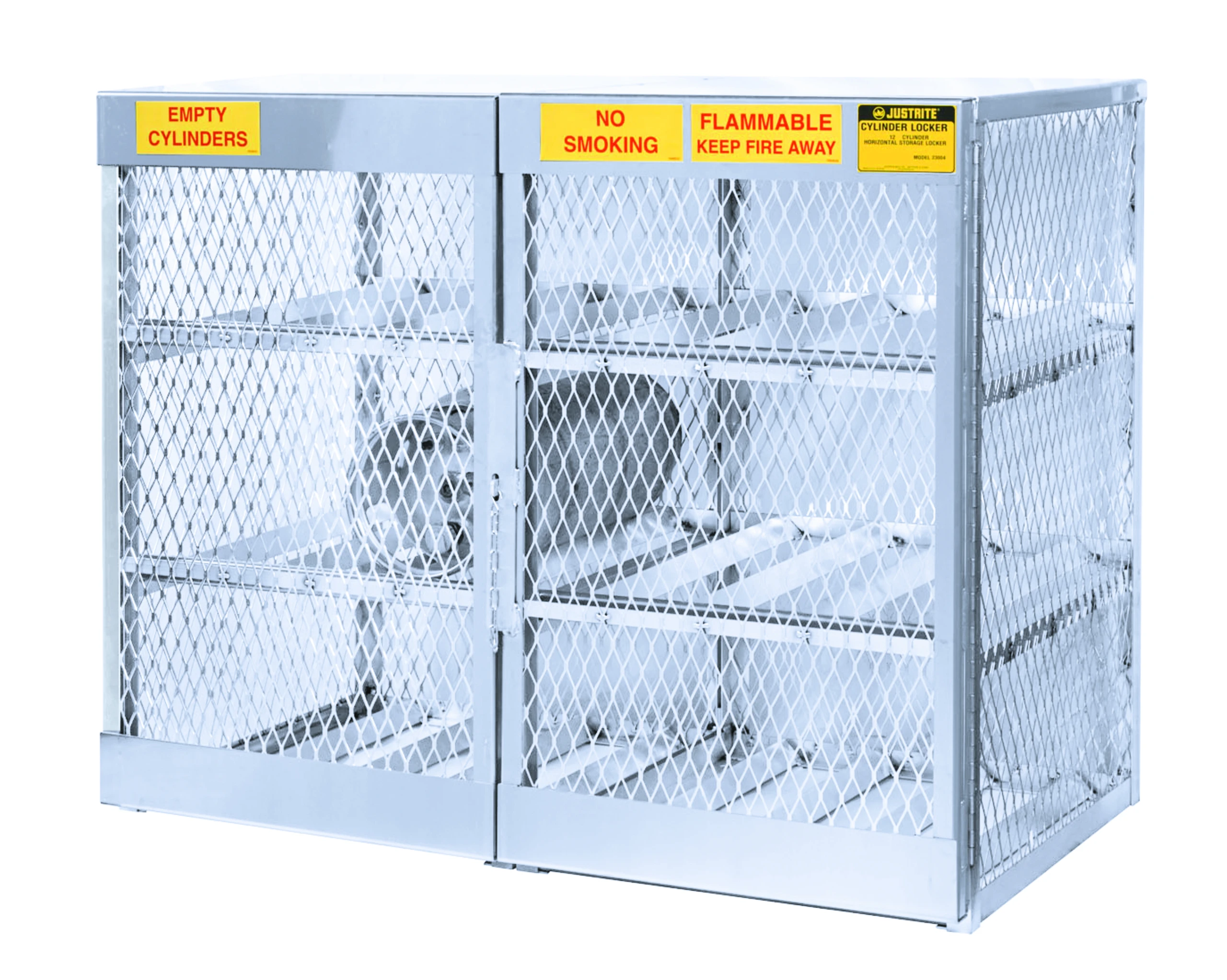 JUSTRITE 23004 Gas Cylinder Cabinet Locker, 12 Cylinder, 20 to 33 lb. LPG Cylinder, Aluminum | CD8CDZ