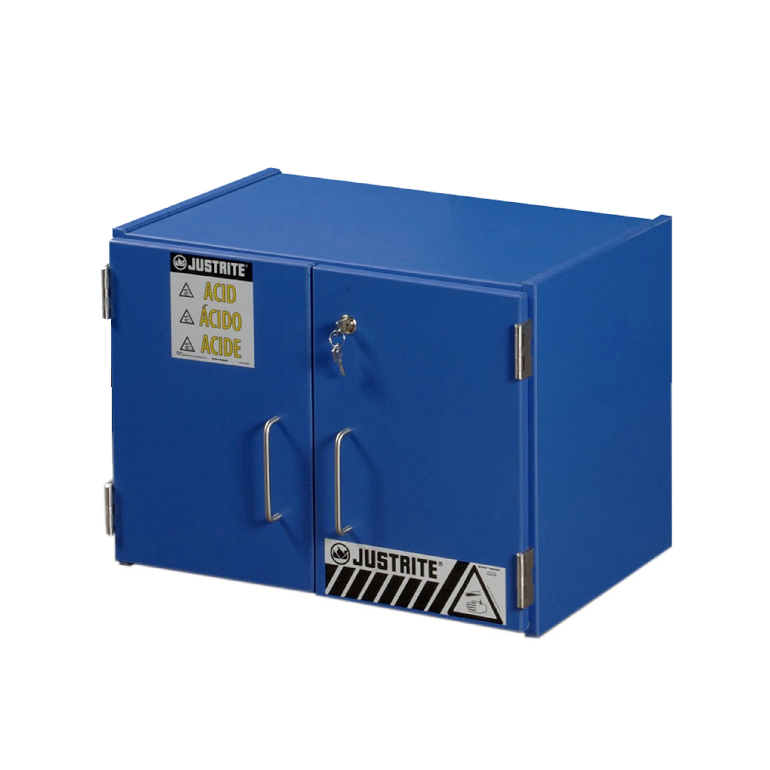 JUSTRITE 24120 Acid Cabinet, 18.5 x 24 x 16 Inch Size, 2 Doors, Countertop, 6 Bottles, Wood, Blue | CD8CEH JCB24120BU