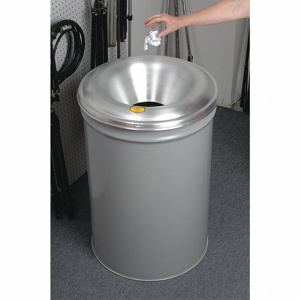 JUSTRITE 26655G Waste Receptacle, Safety Drum Can With Aluminum Head, 55 Gallon, Gray | CD8CEY JCN26655GY