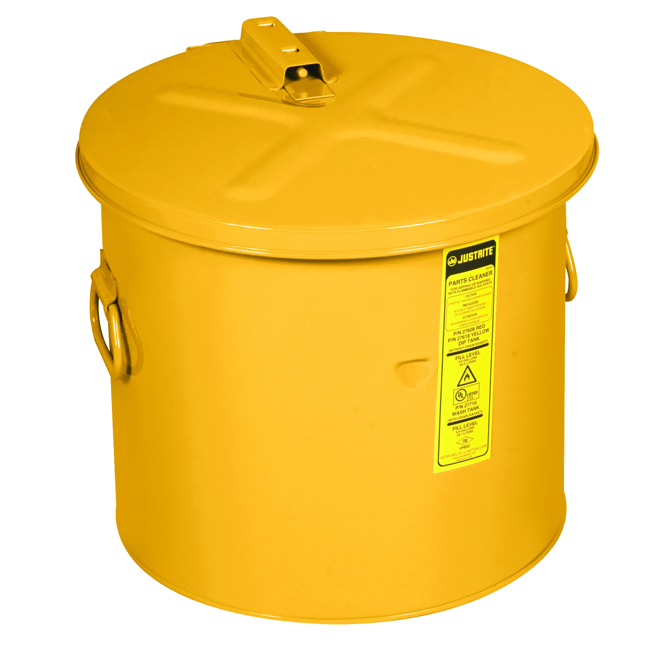 JUSTRITE 27618 Dip Tank for Cleaning Part, Benchtop, 8 Gallon, Steel, Yellow | AA4ZVT JUT27618YL