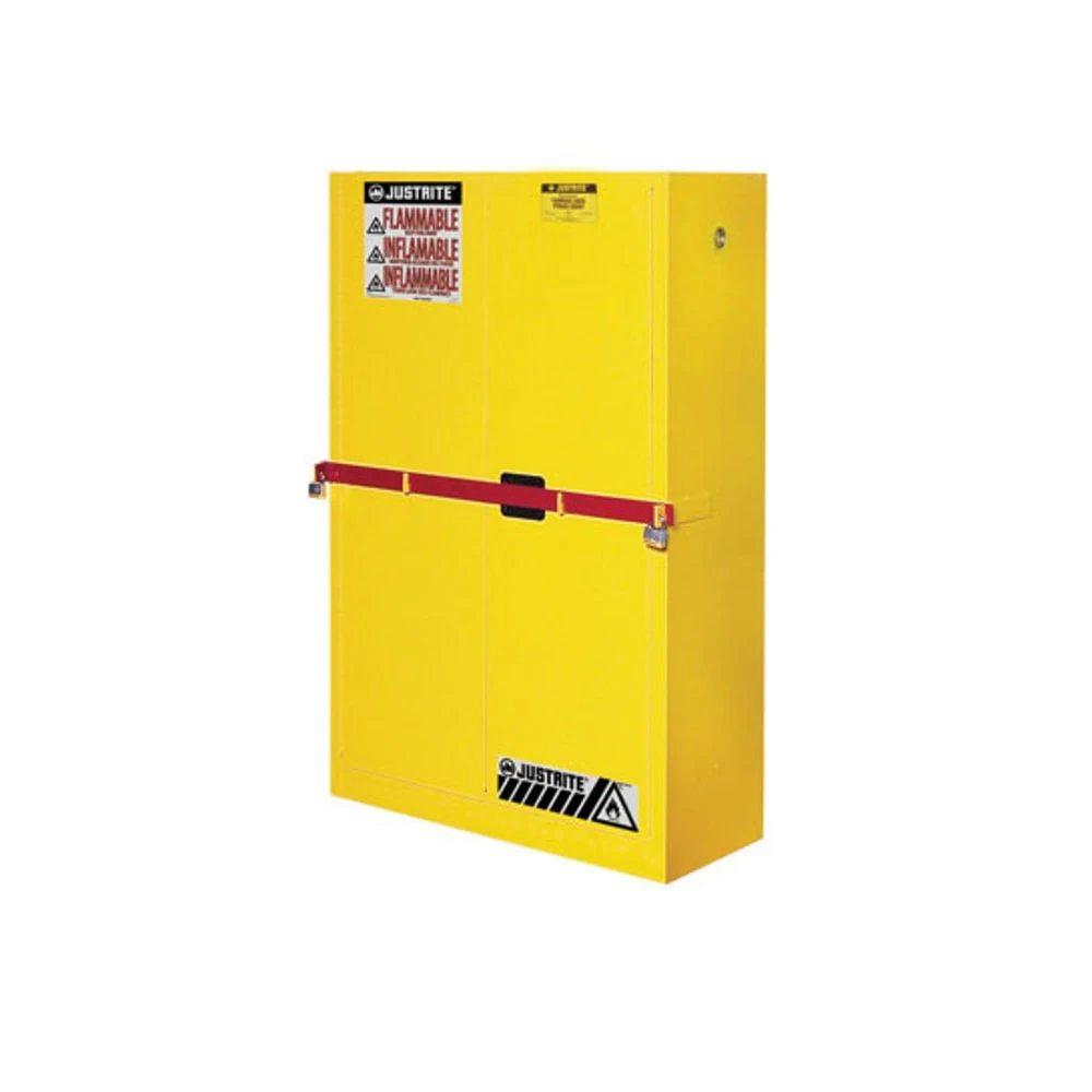 JUSTRITE 29884Y Flammable Safety Cabinet, 45 Gallon, 2 Shelves, 2 Doors, Manual Close, Yellow | AA8WBC 1AKG3