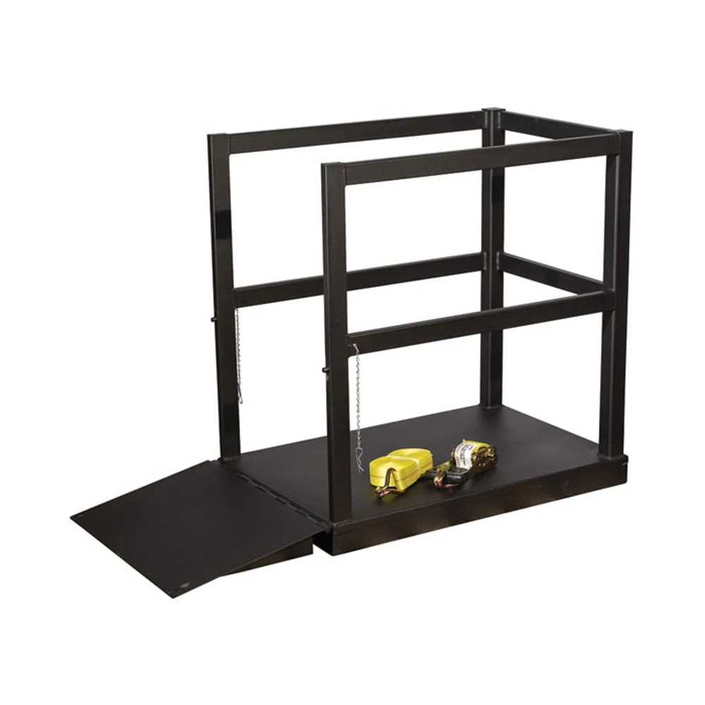 JUSTRITE 35212 Gas Cylinder Forklift Pallet, 6 Cylinders, End Loaded, Steel, With Ramp | CD8DER