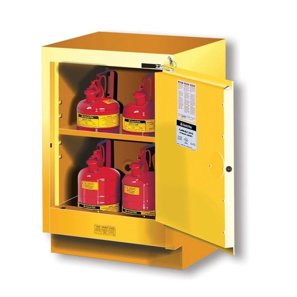 JUSTRITE 882420 Flammable Safety Cabinet, 15 Gallon, 1 Shelf, 1 Door, 24 Inch Size, Yellow | CD8CME
