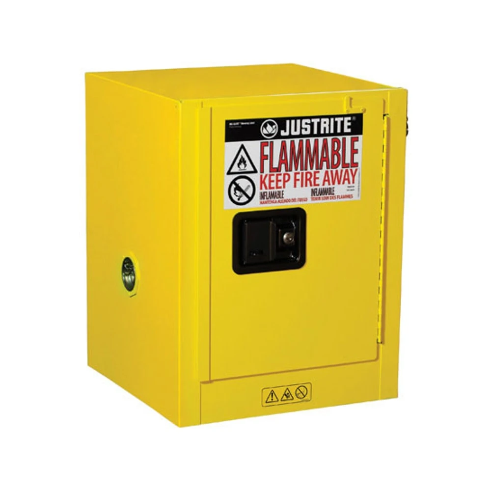 JUSTRITE 890400 Flammable Safety Cabinet, Manual Close, 15L Capacity, 559 x 432 x 432 mm Size, Yellow | AB4LDN JCB8904001, 8904001